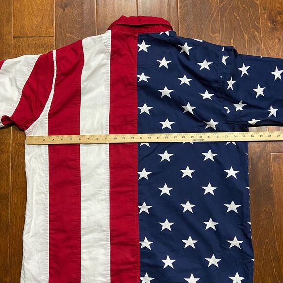 Cotton Traders Sport Vintage 90s USA American Flag Button Down Shirt Men's Large - Picture 7 of 8